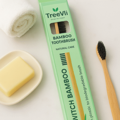 treevli bamboo toothbrush with charcoal activated soft bristles pack of 3